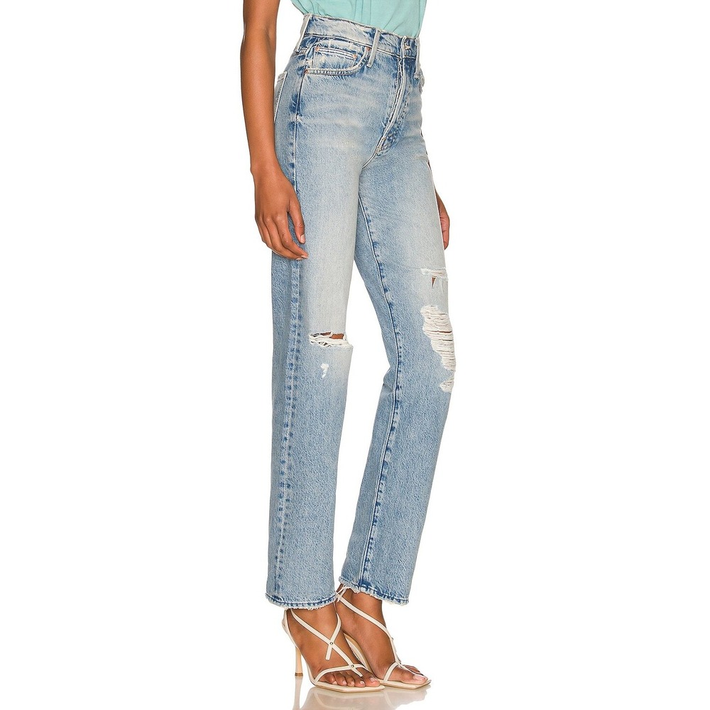 MOTHER Huffy Skimp High Rise Straight Distressed Jeans Hotter On Other Side - Picture 7 of 9